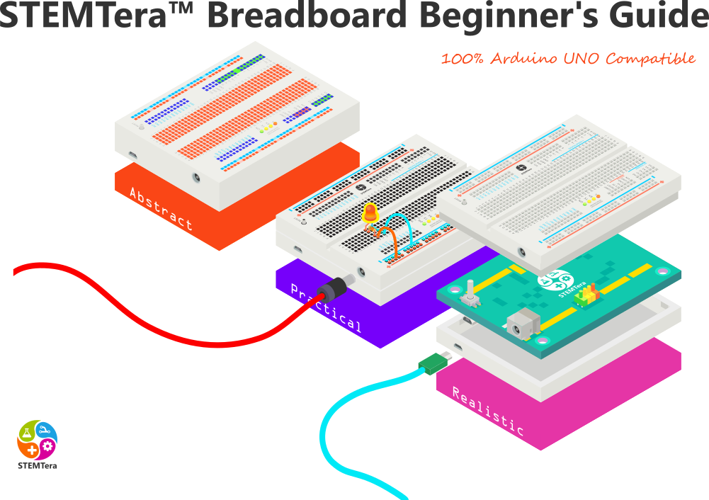Transparent Limited Edition STEMTera Breadboard with Arduino built-in 